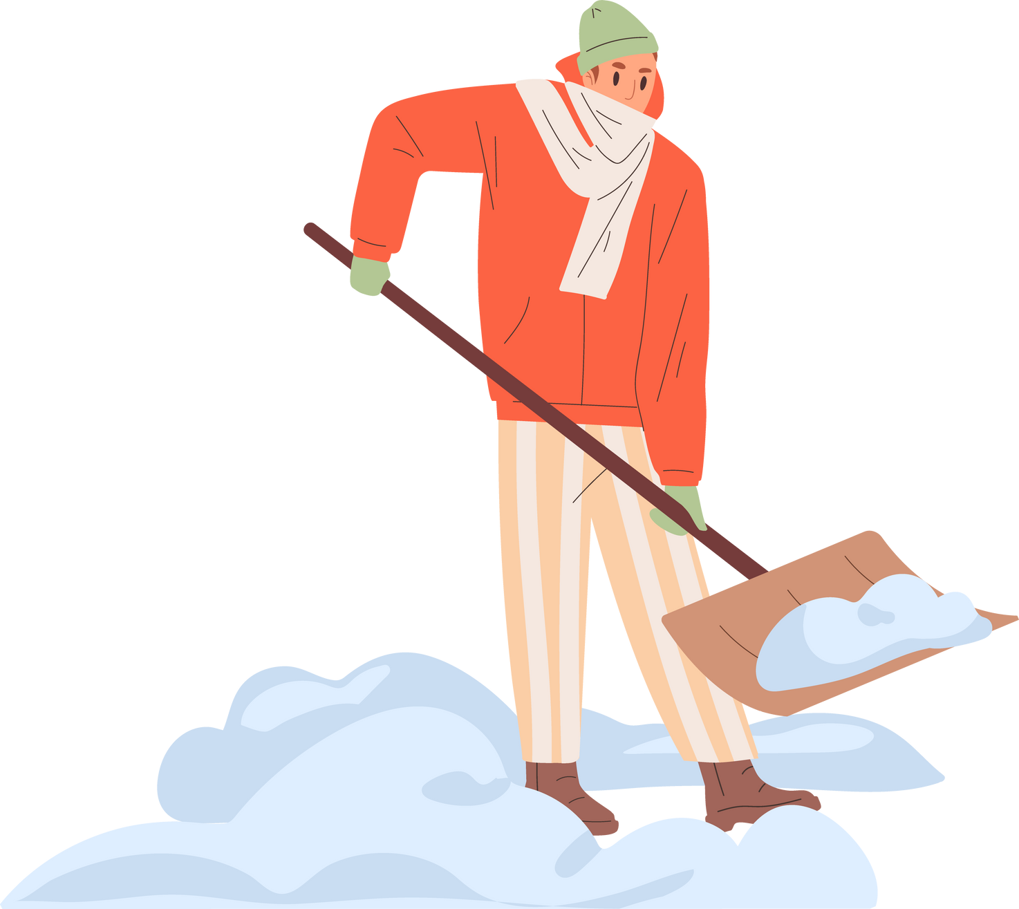 Man Removing Snow with a Shovel